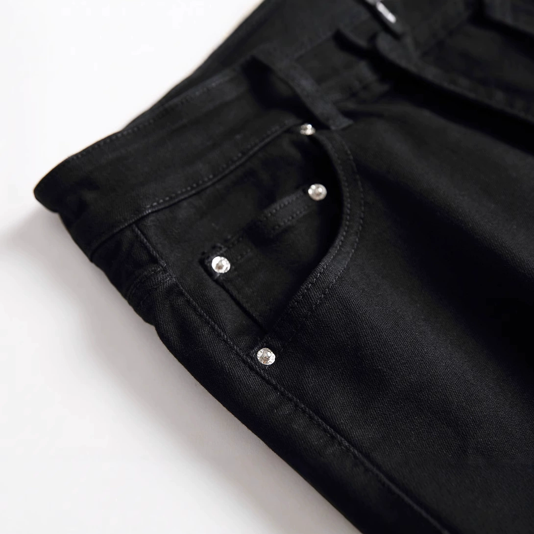 Джинсы loose straight синевато‑чёрные, slim fit повседневные, с рваной отделкой, размеры 28–40