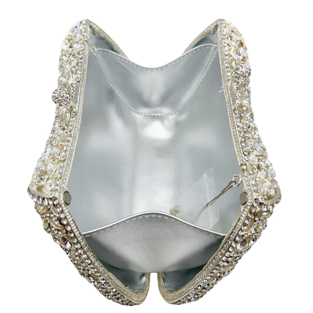 Túi clutch nữ đính đá pha lê kim cương cầm tay dự tiệc sang trọng — trắng, bạc, Kim cương trắng trên vàng, kim cương vàng trên nền vàng