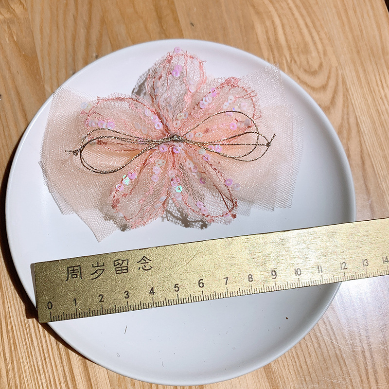 Korea's New Flower Sequins Mesh Lace Bow Hairpin display picture 2