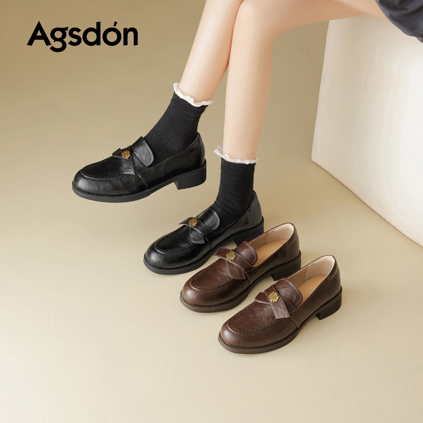 León antiguo camellia Lefour zapatos para mujeres 2025 nuevo otoño viaje zapatos de tacón grueso zapatos de cuero negros británicos