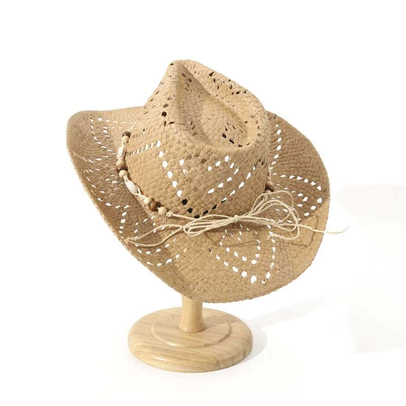 [Chapéu de palha亚马逊热销牛仔草帽Cowboy straw hat沙滩遮阳帽]