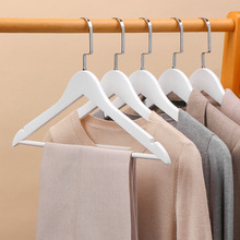 白色实木衣架家用挂衣卧室衣帽间扁钩防滑无痕木制衣挂成人衣撑子