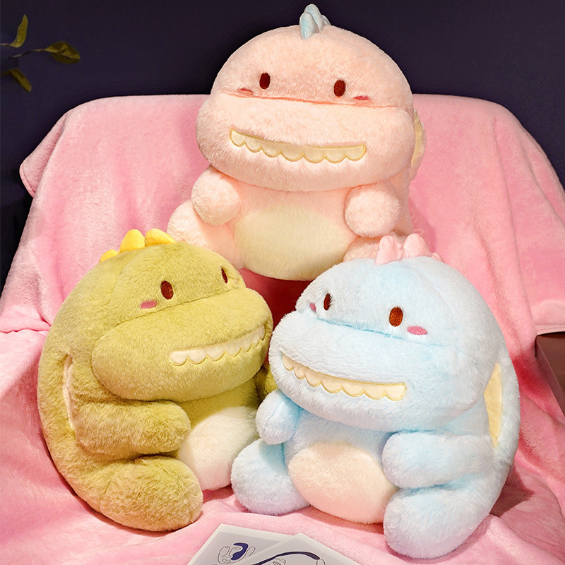 Dinosaurio de dibujos animados almohada de mano caliente muñeca de peluche con manta multifuncional para niñas puede insertar almohada de mano regalo
