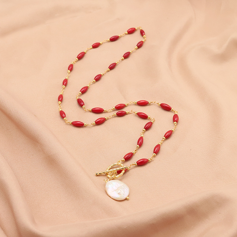 Collar barroco de perlas naturales de agua dulce nuevo diseño cadena de suéter otoño invierno moda joyería de color chapado en oro 18k