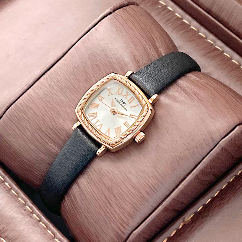 IBSO New Genuine Leather Waterproof Small Square Elegant Fashion Trend Student Simple Women's Watch_voghion.com