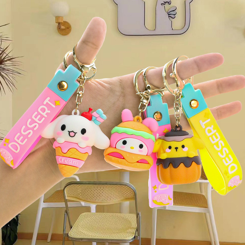 Three dimensional cartoon silicone creative keychain