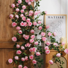 跨境热销仿真雪山玫瑰花藤装饰墙面藤条假花门头设计造景装饰拍摄