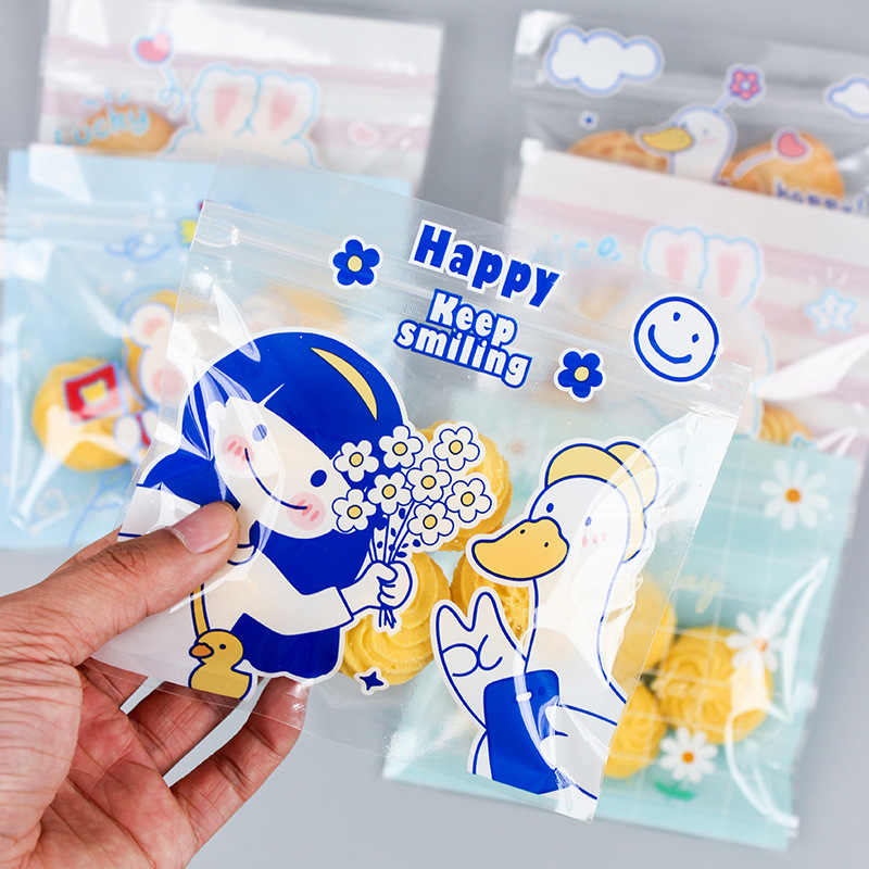 卡通曲奇饼干自封袋多款式四合一雪花酥糖果拉链袋伴手礼零食包装