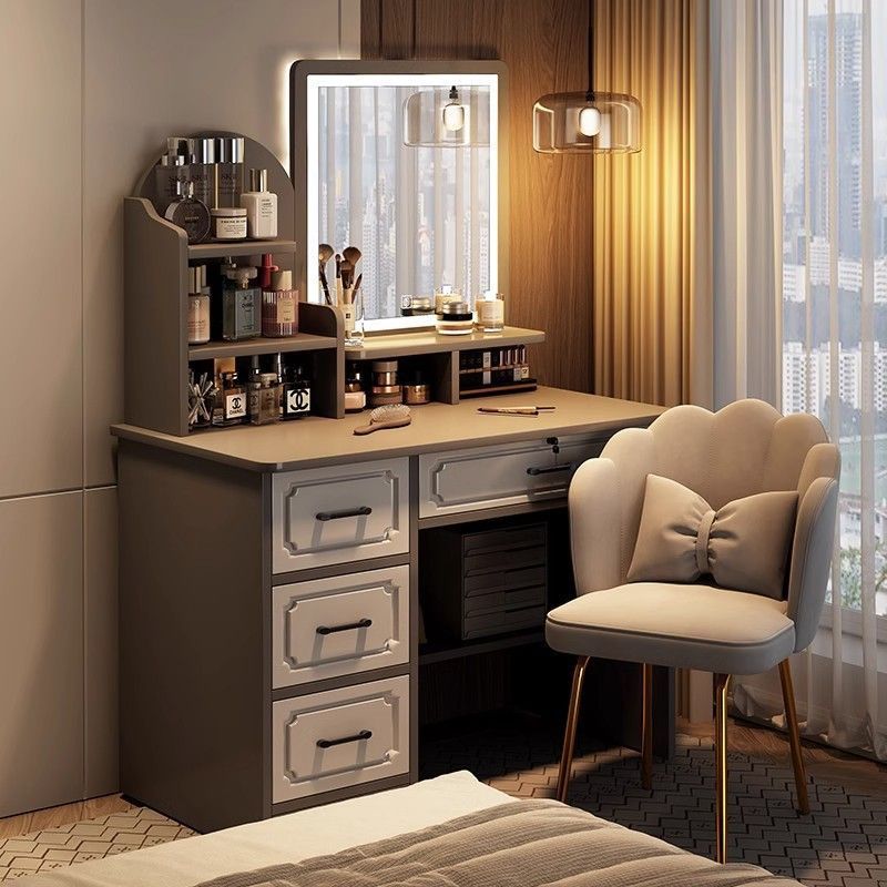Bedroom Dressing Table, Light Luxury Small Apartment Storage Integrated Makeup Table, Bedroom Simple Chest of Drawers Makeup Cabinet