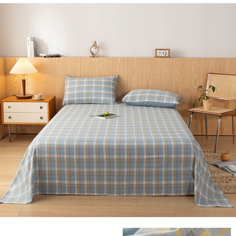 Una sábana de algodón lavado de algodón de una sola pieza de algodón 100 dormitorio de estudiantes edredón individual funda de almohada de tres piezas 3 nuevo estilo