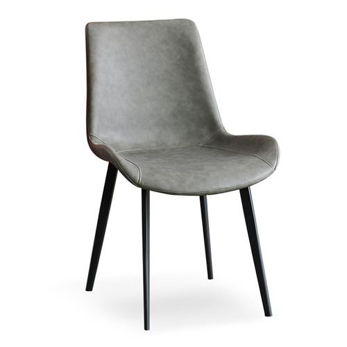 Nordic dining chair for home, modern minimalist chair with ironwork, luxurious backrest chair, leather, restaurant, commercial, viral chair