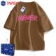 NASA Heavy Cotton Short-sleeved T-shirt Men's 2024 New National Trendy Retro Niche Ins Summer Trendy Brand Brown Top