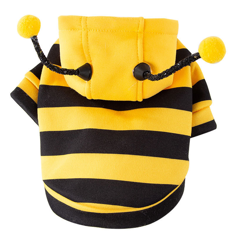 Otoño e Invierno gato ropa linda abeja tracción suéter de terciopelo fino en gato gatito anti-pelusa ropa para mascotas