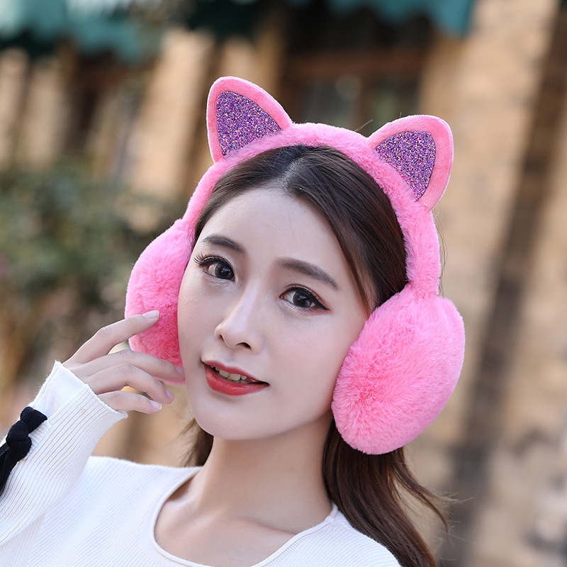 加厚冬季新款毛绒女士折猫耳罩可爱女生党保暖耳暖耳捂罩护耳耳包