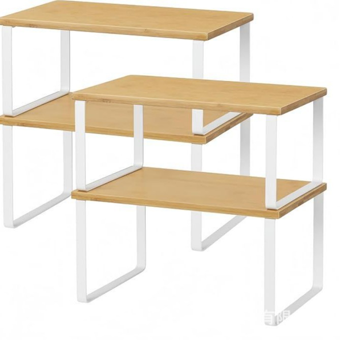 Estante de almacenamiento Gabinete de cocina y estante de encimera 2 piezas apilables set armario de almacenamiento almacenamiento de encimera de baño image 9