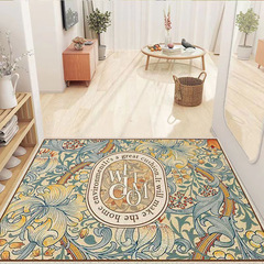 American Retro Floral Embossed PVC Doormat with Non-Slip Dustproof Mud Scraper Entrance Hall Mat DIY Home Entrance Footmat