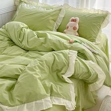 床上用品六件套少女心绿色床裙四件套床单床罩单人学生宿舍三件套