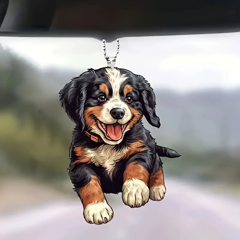 Акрил Bernese Mountain Dog декоративные надписи и таблички, 2D плоские подвесные украшения, зеркала заднего вида автомобиля