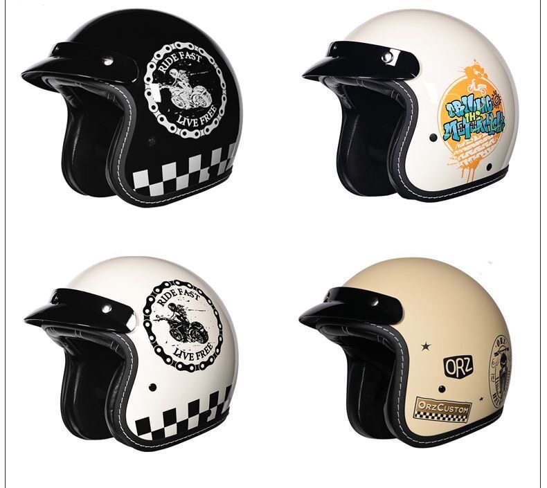Motorcycle Safety Helmet for Men and Women, 3C Certified 3/4 Helmet, Retro Half Helmet, Motorbike Helmet, Suitable for All Seasons, Can Be Equipped with Bluetooth Headphones
