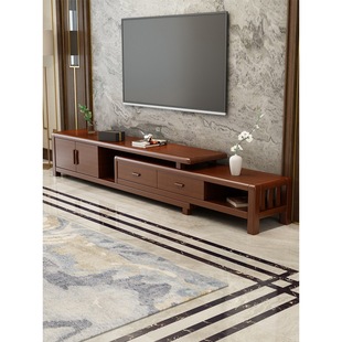 Nordic solid wood TV cabinet coffee table combination modern living room floor cabinet home film and television cabinet light luxury wall-mounted TV cabinet