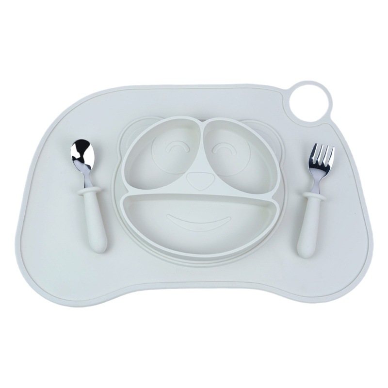 Amazon popular Bebé y bebé suministros de grado alimenticio Placa de silicona tazón traje de los niños vajilla de silicona conjunto de 12 piezas