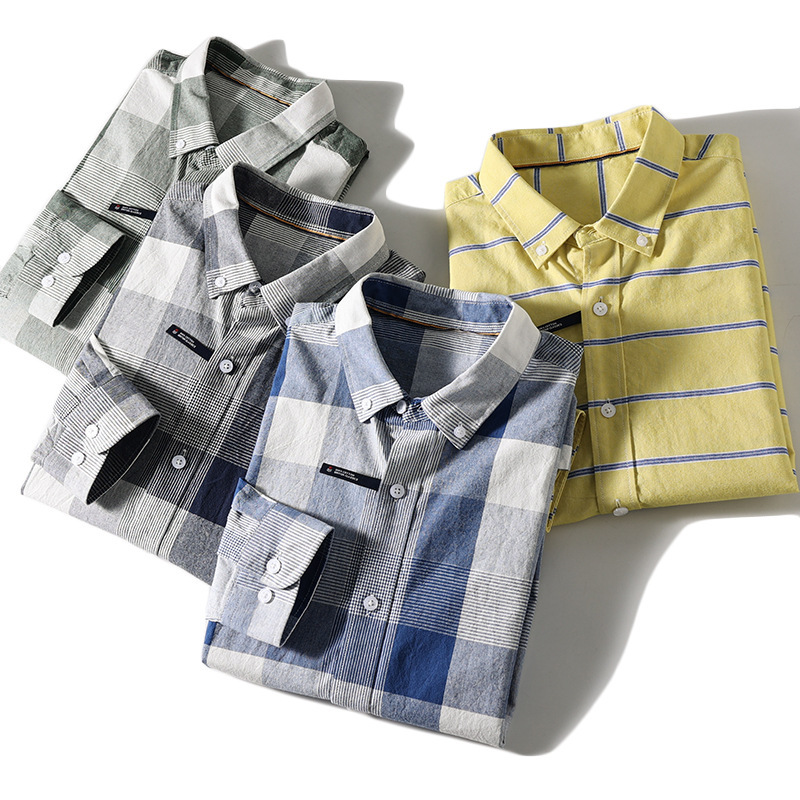 Very Good-Looking, Classy Business Fashion Shirts, Company Withdrawal Men's Clothing Factory Tail Goods Plaid Long-Sleeved Men's Shirts