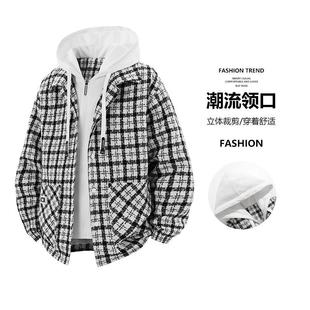 Spring 2025 New Fake Two-piece Plaid Jacket Men's Fashionable All-match Casual Top B5011-P80
