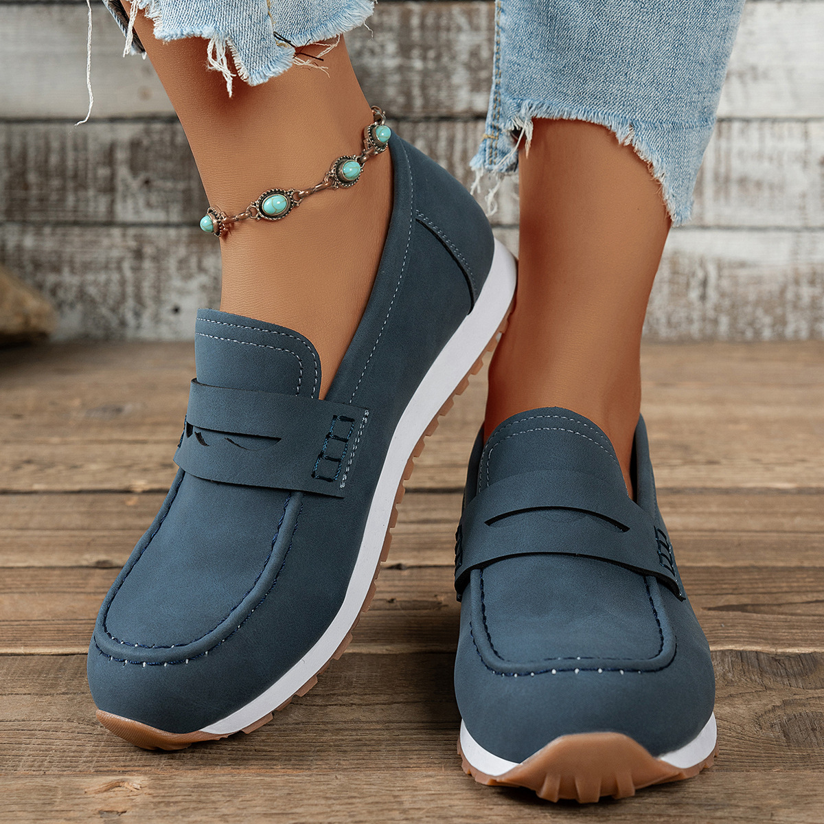 Comfortable Plus Size Women's Running Shoes Spring British Style Loafers Thick Soled_voghion.com