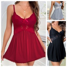 跨境新款女情趣性感蕾丝吊带纯欲睡裙诱惑露背连衣裙睡衣家居套装