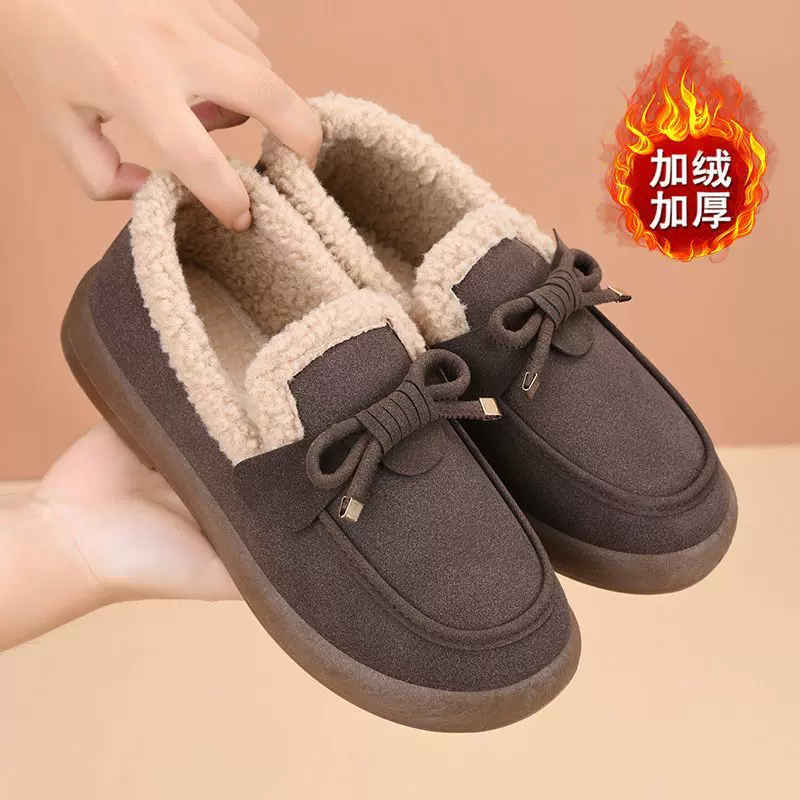 牛筋底冬季老北京布鞋女鞋棉鞋加绒加厚保暖软底轻便防滑妈妈鞋