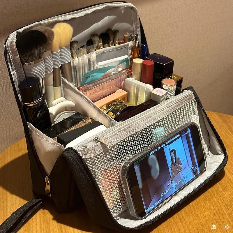 折叠化妆包女2025新款大容量便携式旅行化妆品收纳袋手提化妆刷包|undefined