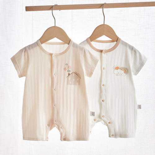 Baby jumpsuit summer short-sleeved thin baby clothes summer outing clothes summer pajamas newborn clothes