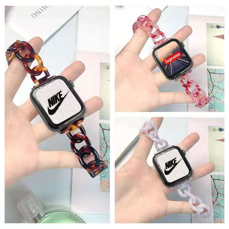 Lightweight resin strap for Apple 7 watch iwatch23456SE representative with marble pattern shell White Women