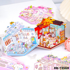 新しい 3D ミニチュア造園ステッカークリエイティブ三次元スタッキングステッカー diy 手作りかわいいキャビンシーンギフト