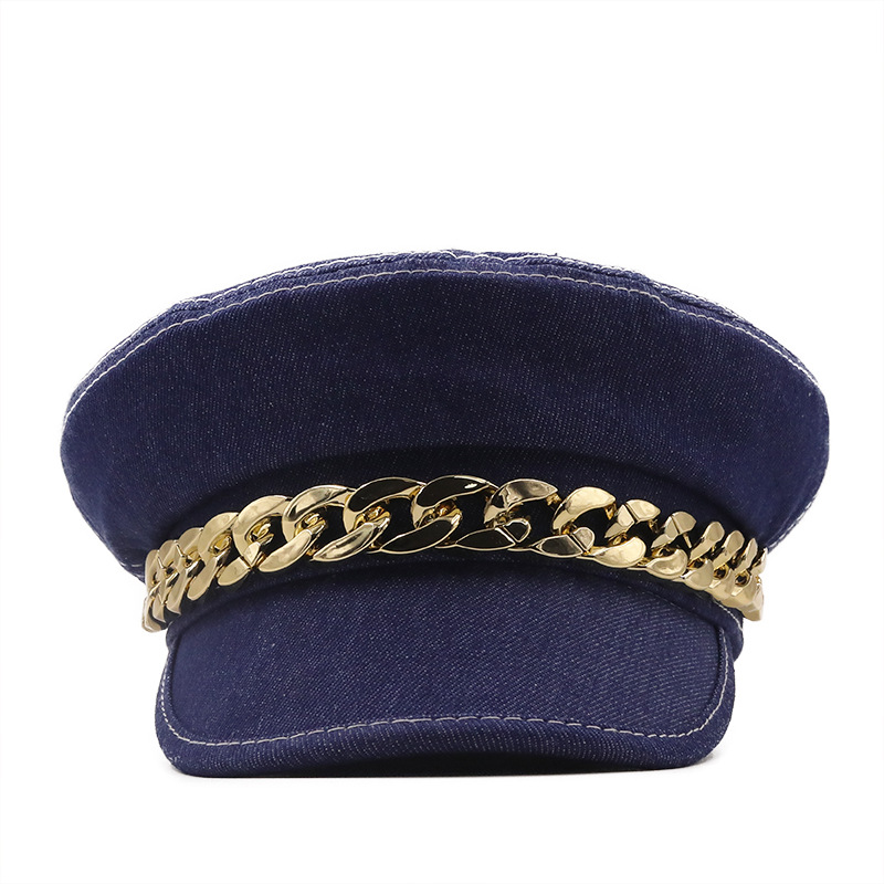 Sunscreen Chain Decor Korean Style Flat Top Navy Hat Wholesale Nihaojewelry display picture 12