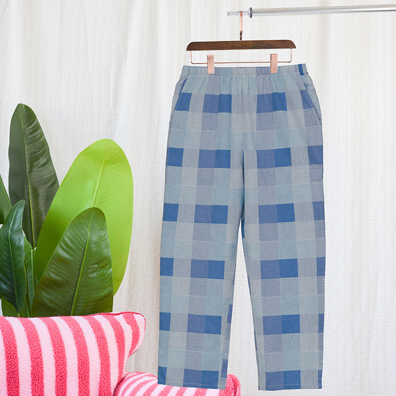 블루 체크 남성용 바지-HKM3015