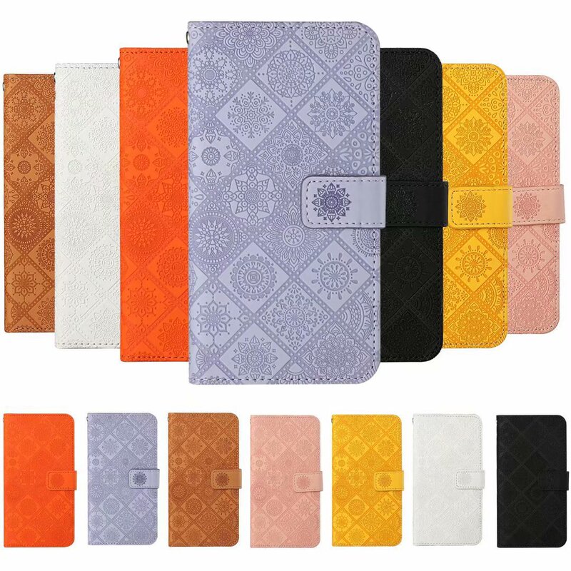Suitable for iPhone 17 Pro Max Embossed Ethnic Style Phone Case, Apple 16 Card-Insert Flip Wallet Embossed Leather Case