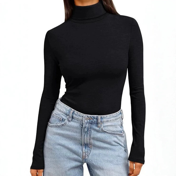 Amazon's Best-Selling High-Neck Long-Sleeve Stretchy Solid Color T-Shirt Base Shirt, Versatile Slim-Fit Top for Women on Aliexpress Amazon's Best-Selling High-Neck Long-Sleeve Stretchy Solid Color T-Shirt Base Shirt, Versatile Slim-Fit Top for Women on Aliexpress