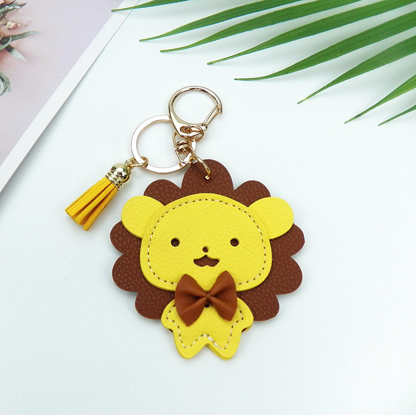 Nouveau porte-clés INS Lion Petit Ours Accessoires de sac Tête d'animal Pendentif de sac à dos en cuir_voghion.com