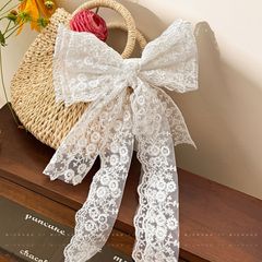 スーパーフェアリーレースリボンスプリングクリップ女性のハーフタイプリンセスヘアクリップフレンチハイエンドヘアピンヘアアクセサリー