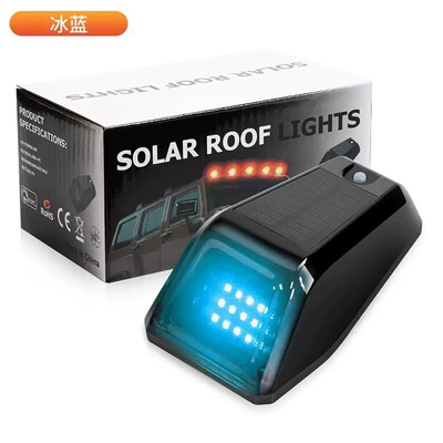 Cross-Border Hot-Selling Solar Warning Light for Trucks, Pickup Trucks, Car Roof Modification Led Light, Remote Control Car Mouse Light (Other lights) - square-roof-light-transparent-black-ice-blue-light