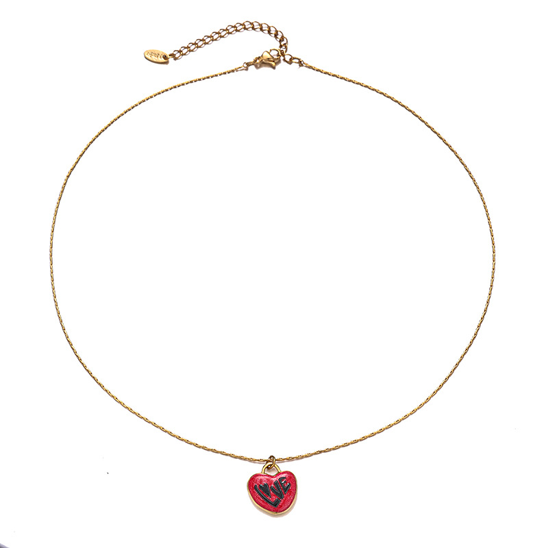 Tiana Europa y América Día de San Valentín nicho accesorios de acero inoxidable amor collar de goteo de aceite ligero lujo alta sensación joyería de mujer al por mayor image 6