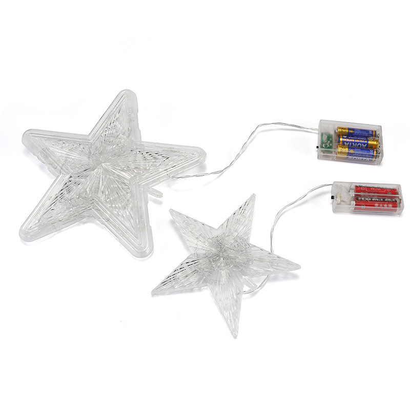 Suministro directo transfronterizo de luces LED en forma de estrella de cinco puntas, luces para la punta del árbol de Navidad, luces de ambiente para decoración de habitaciones con caja de baterías y enchufe.