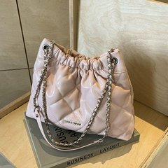 大容量シングル肩斜めバッグ2025春の新型感ファッション小香風ファッション百合菱格チェーンバッグ
