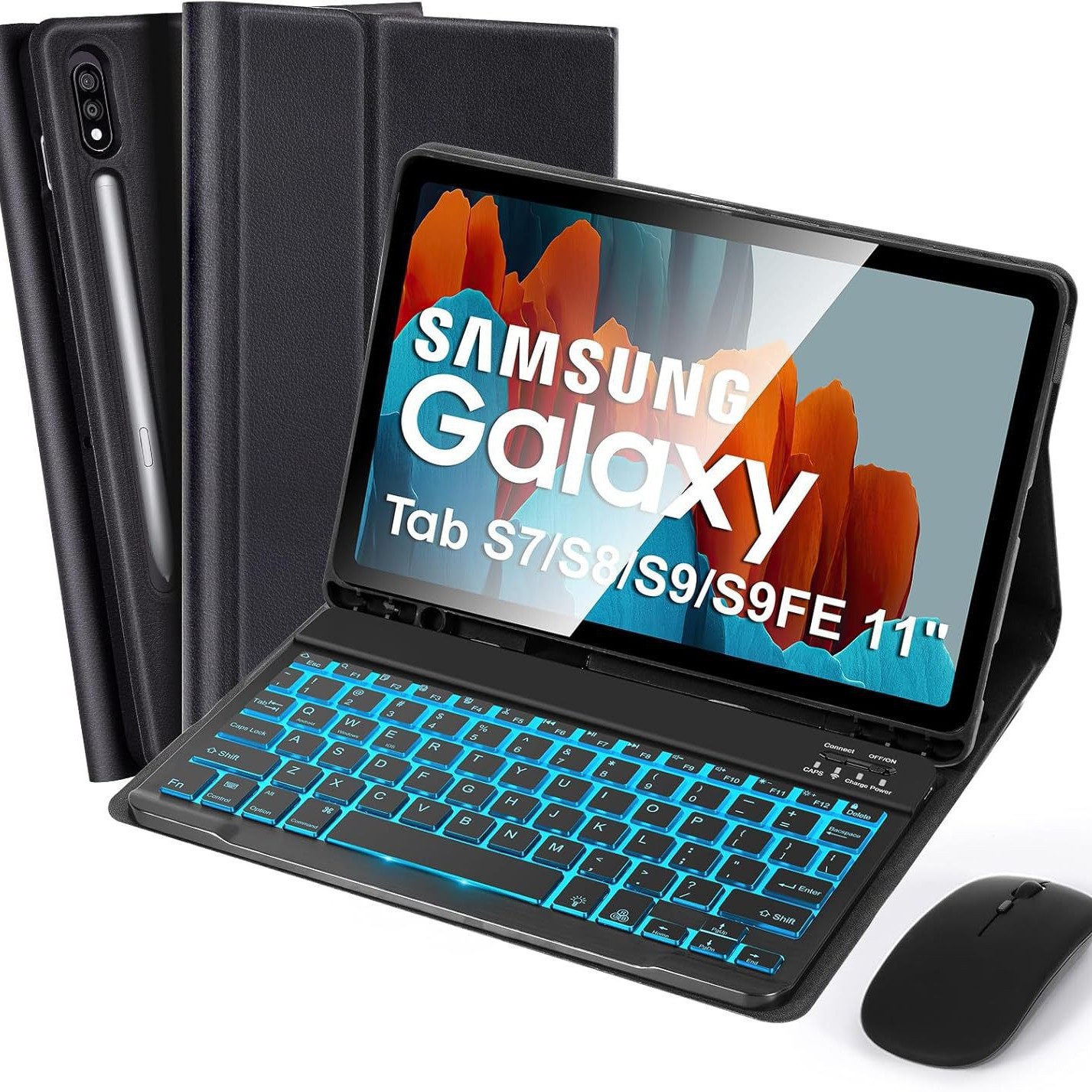 适用于Tab S10FE无线蓝牙键盘平板套S 7 8 9FE键框彩背光键盘皮套