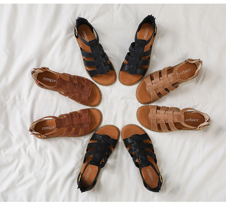 Women's Summer Flat Open-toe Sandals With Buckle And Straps_voghion.com