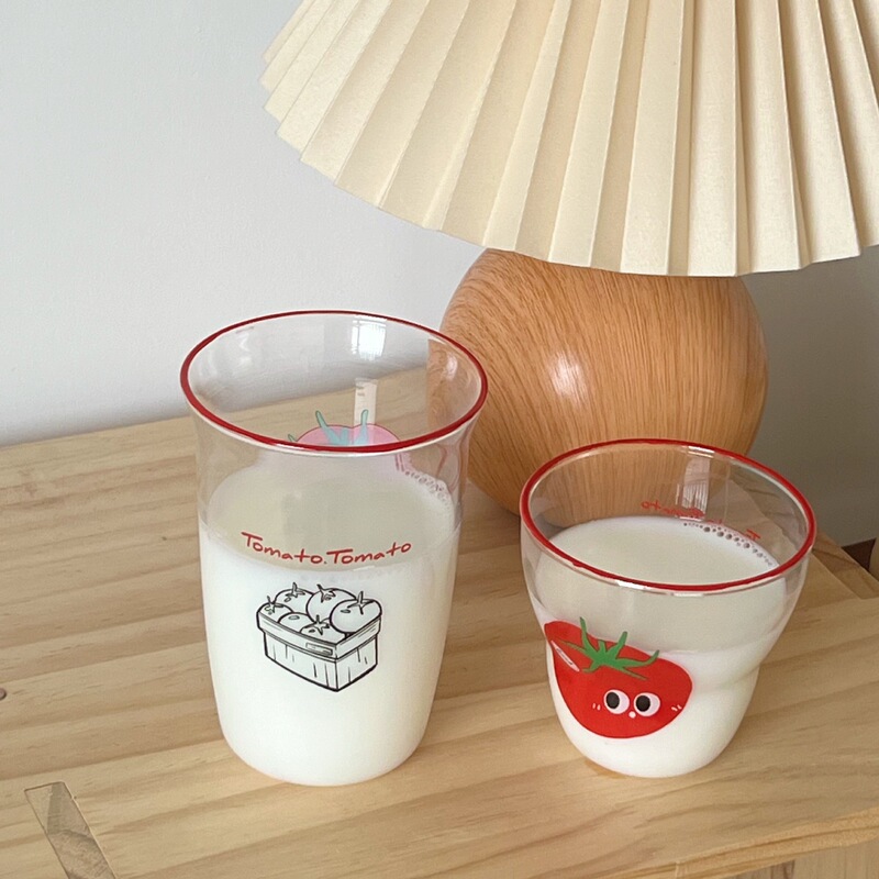 Ins中古風小衆シンプルトマトレトロジュースカップミルクカップ耐高温かわいい高颜値グラス|undefined