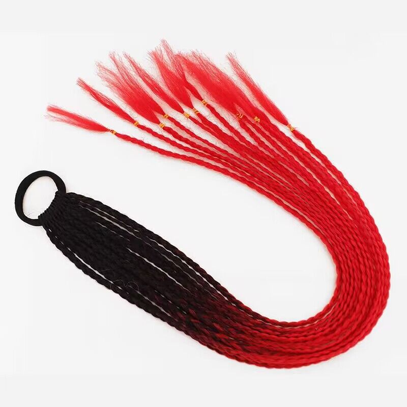 Trenza de tres hilos colorida Trenza sucia Africana Peluca de cola de caballo Color degradado Trenza pequeña Extensión de cabello de fibra química Trenza de 24 pulgadas en stock