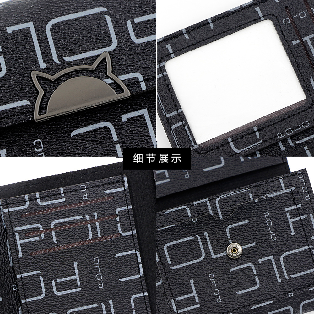 POLC nueva billetera corta de moda letras impresión de tres plegados cartera bolso de mano bolso de cambio al por mayor