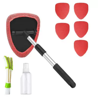 Car cleaning tools of Car Windshield Cleaning and - 1-set-pentagonal-plate-6-red-cloth-covers-detail-brush-spray-bottle